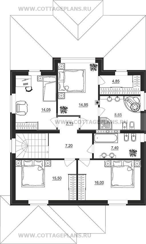 Поэтажные планы проект дома 71-65 общ. площадь 260,55 м2