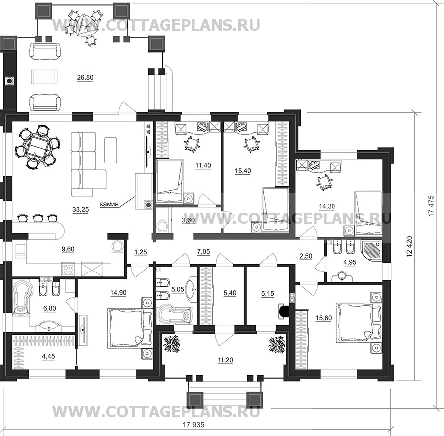 Поэтажные планы проект дома 702-45 общ. площадь 159,95 м2