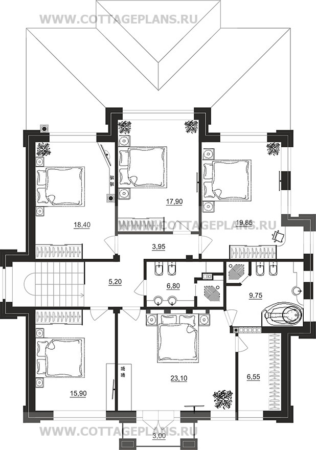 Поэтажные планы проект дома 200-77 общ. площадь 264,40 м2