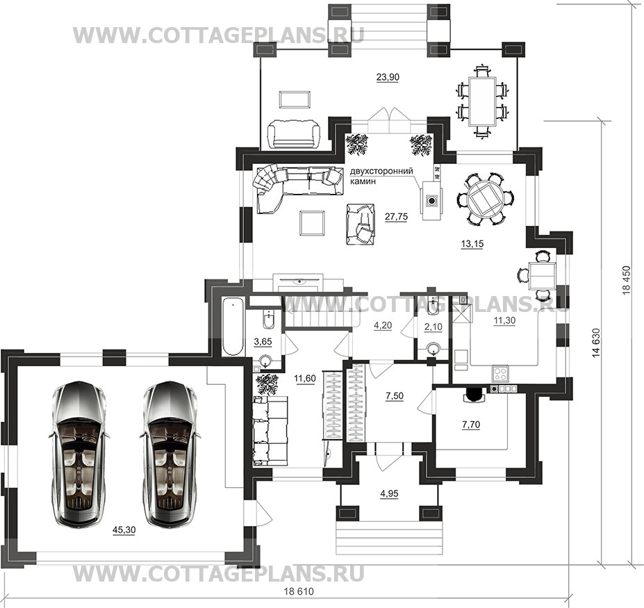 Поэтажные планы проект дома 200-93 общ. площадь 221,25 м2