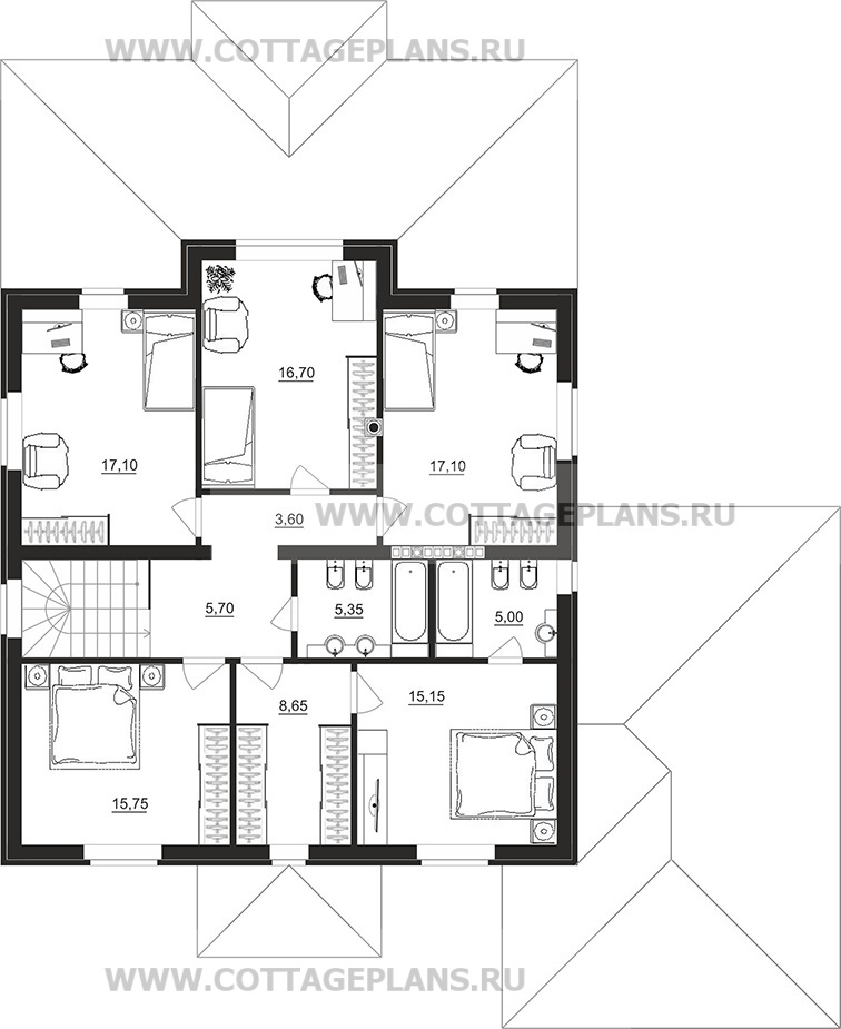 Поэтажные планы проект дома 93-74 общ. площадь 355,80м2