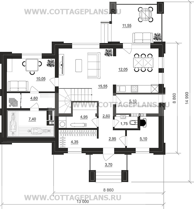 Поэтажные планы проект дома 206-80 общ. площадь 117,35м2