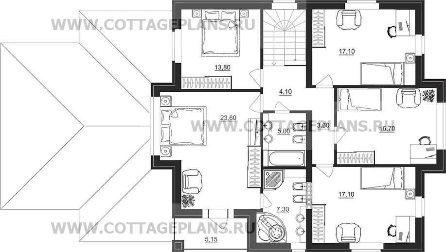 Поэтажные планы проект дома 95-08 общ. площадь 258,35 м2