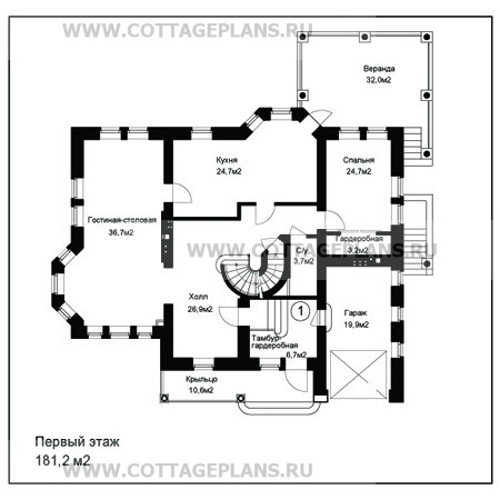 Поэтажные планы проект дома 48-93 общ. площадь 397 м2