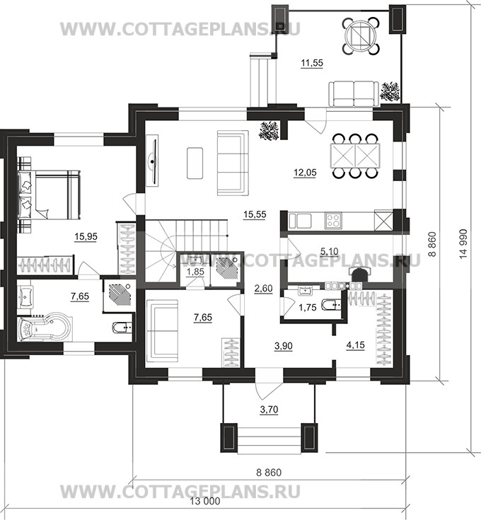 Поэтажные планы проект дома 106-74 общ. площадь 117,35м2