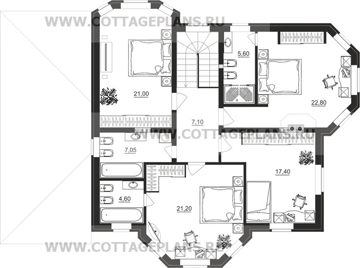 Поэтажные планы проект дома 15-02 общ. площадь 206,42 м2