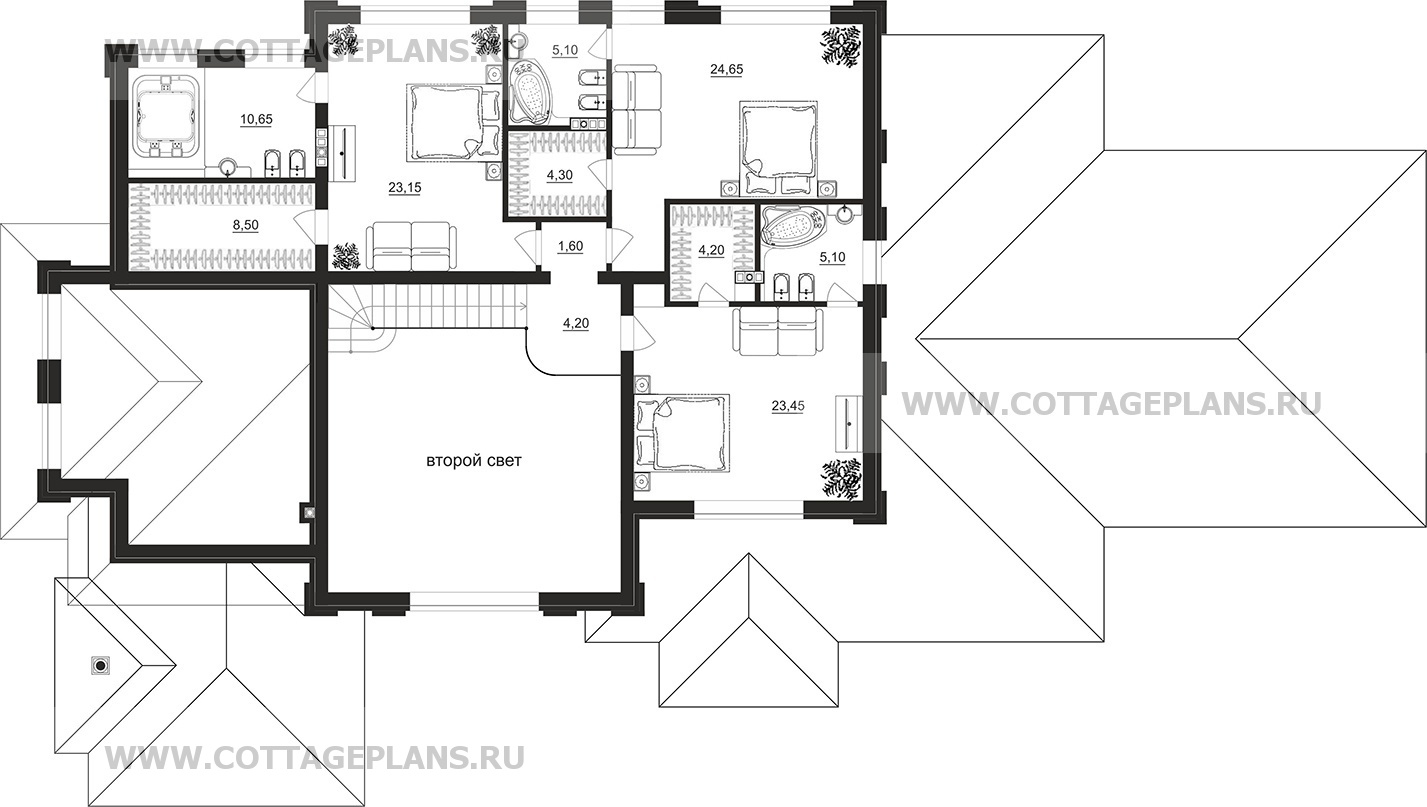 Поэтажные планы проект дома 102-47 общ. площадь 349,05 м2