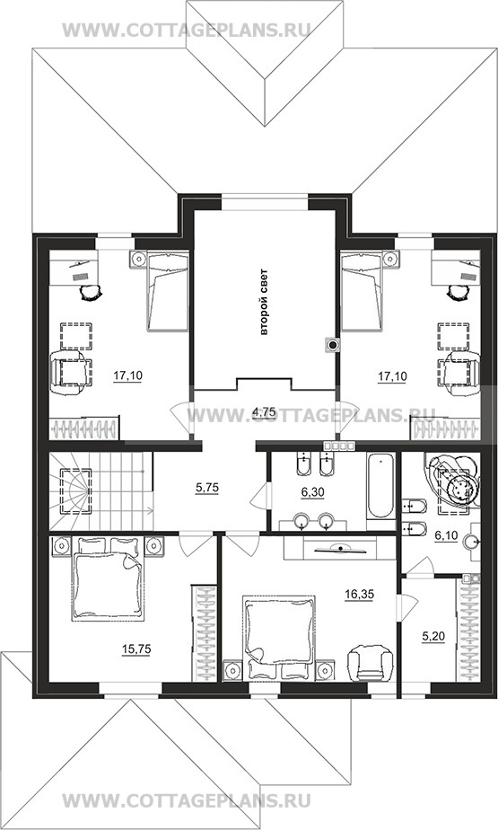 Поэтажные планы проект дома 100-02 общ. площадь 210,05 м2