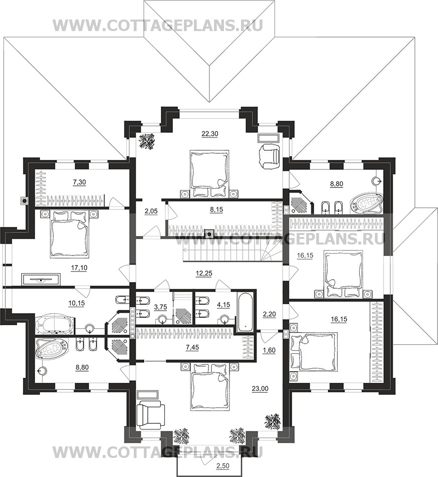 Поэтажные планы проект дома 102-13 общ. площадь 333,80 м2