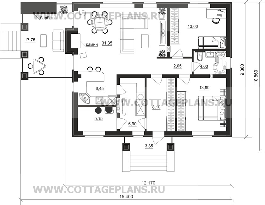 Поэтажные планы проект дома 700-60 общ. площадь 90,90м2