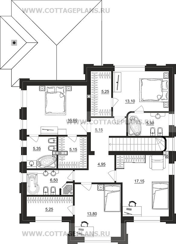 Поэтажные планы проект дома 204-23 общ. площадь 207,15 м2