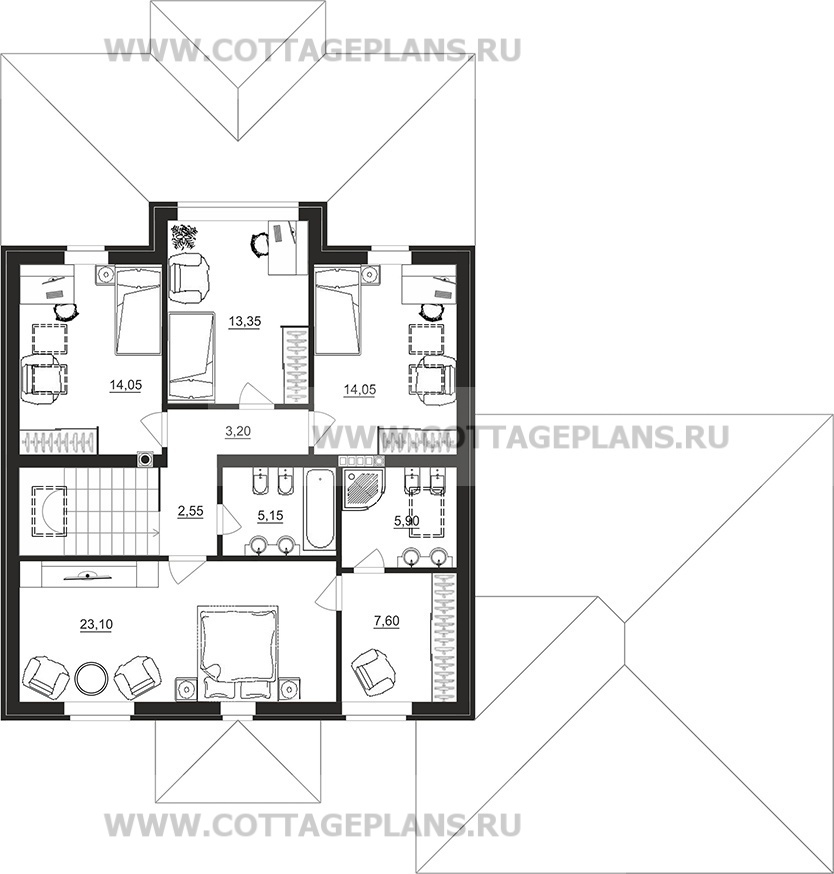 Поэтажные планы проект дома 77-92 общ. площадь 231,75 м2