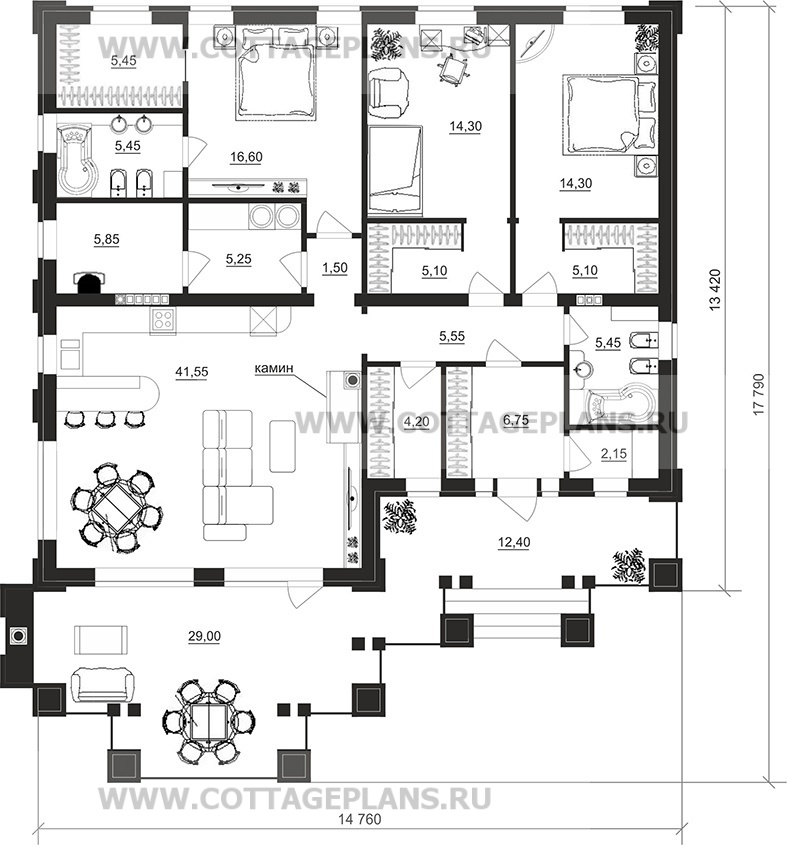 Поэтажные планы проект дома 900-01 общ. площадь 144,45 м2
