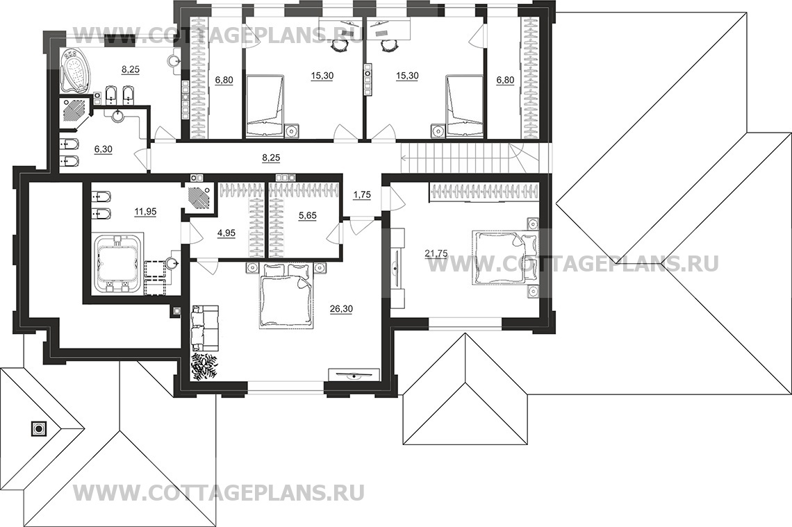Поэтажные планы проект дома 103-64 общ. площадь 468,65 м2