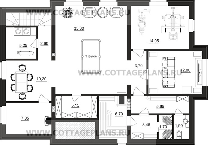 Поэтажные планы проект дома 91-52 общ. площадь 232,30 м2