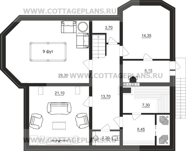 Поэтажные планы проект дома 22-64 общ. площадь 318,07 м2