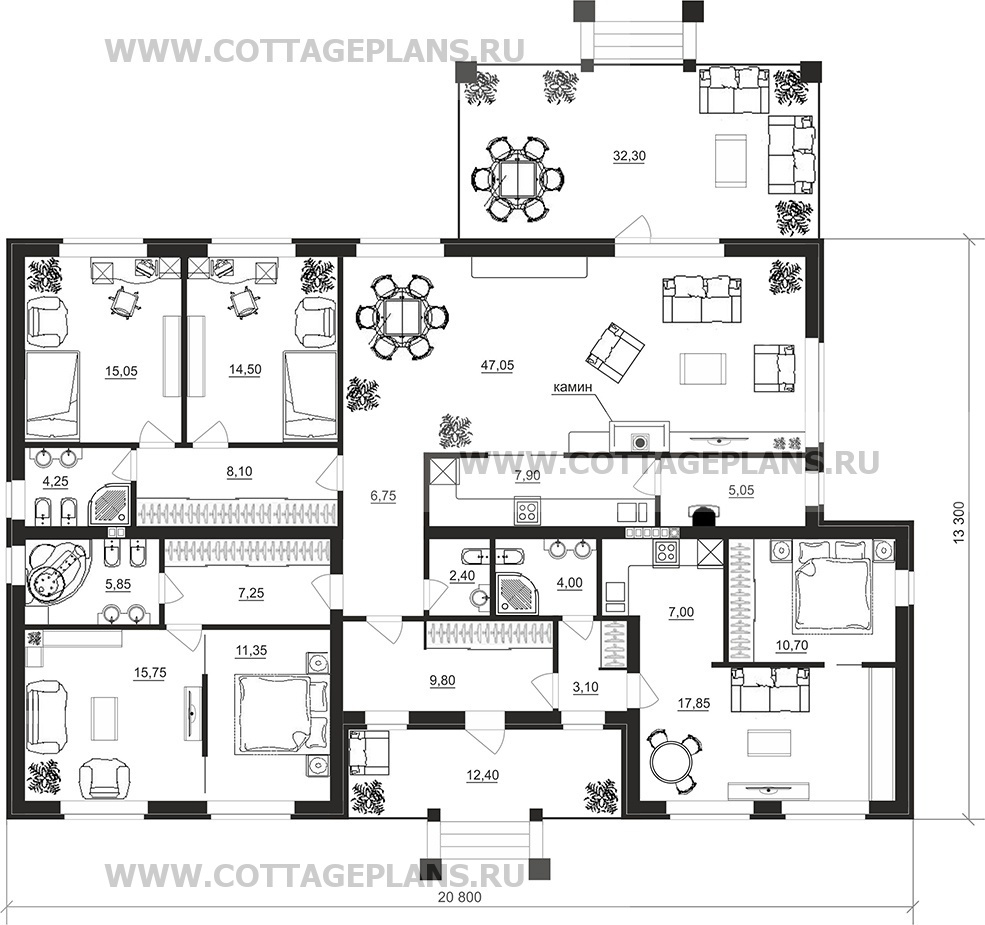 Поэтажные планы проект дома 90-02 общ. площадь 203,50м2