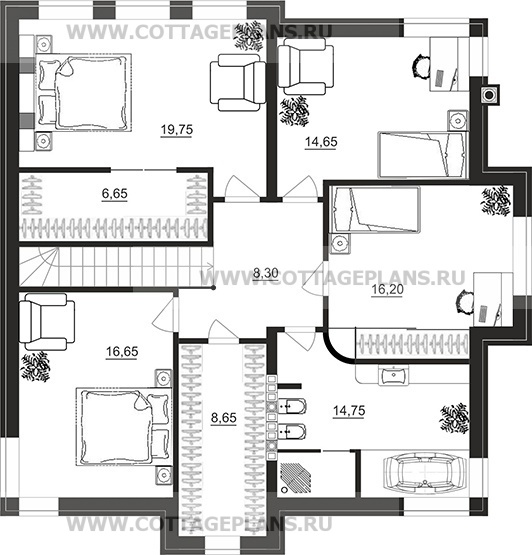 Поэтажные планы проект дома 104-56 общ. площадь 194,00 м2
