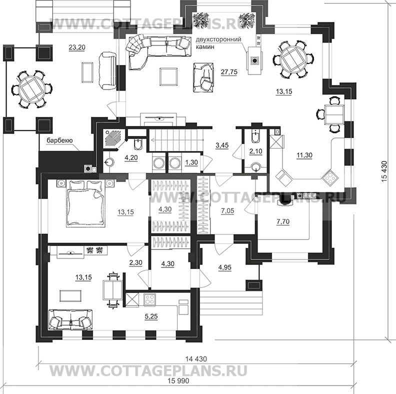 Поэтажные планы проект дома 202-06 общ. площадь 207,45 м2