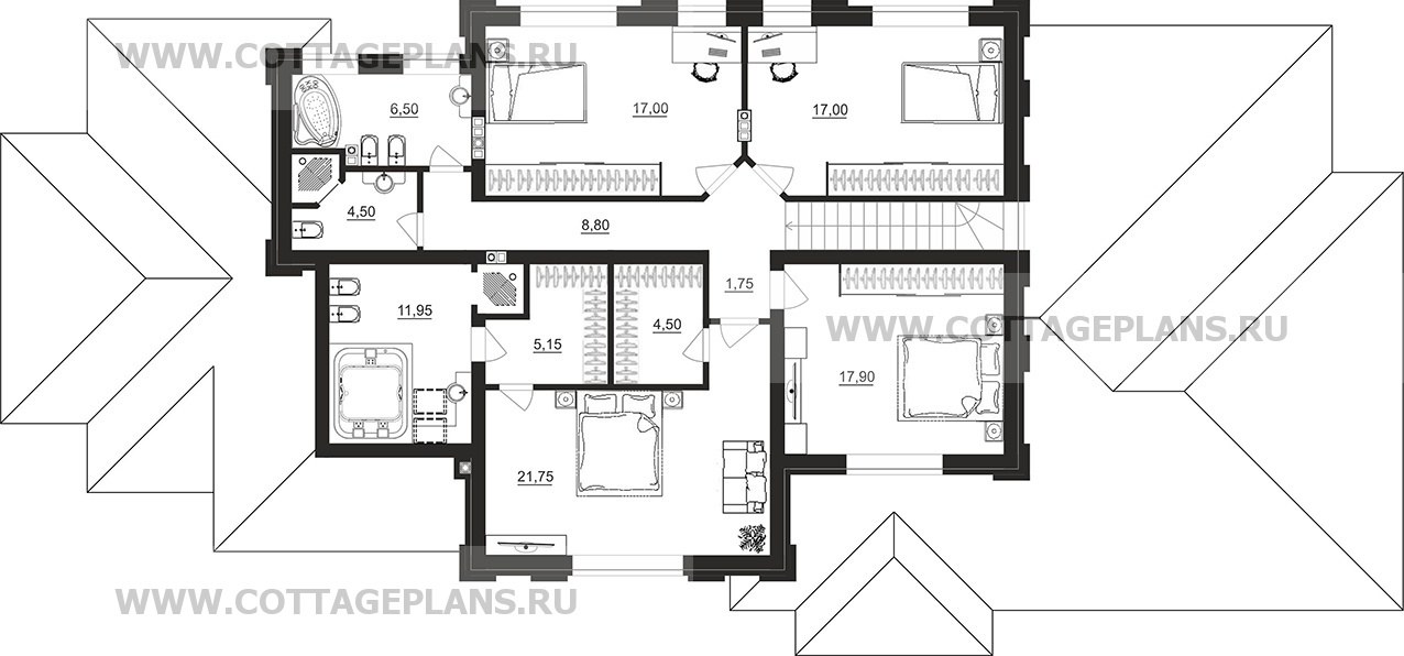 Поэтажные планы проект дома 104-44 общ. площадь 305,10 м2