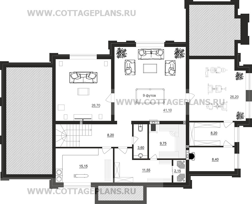 Поэтажные планы проект дома 105-00 общ. площадь 509,55 м2