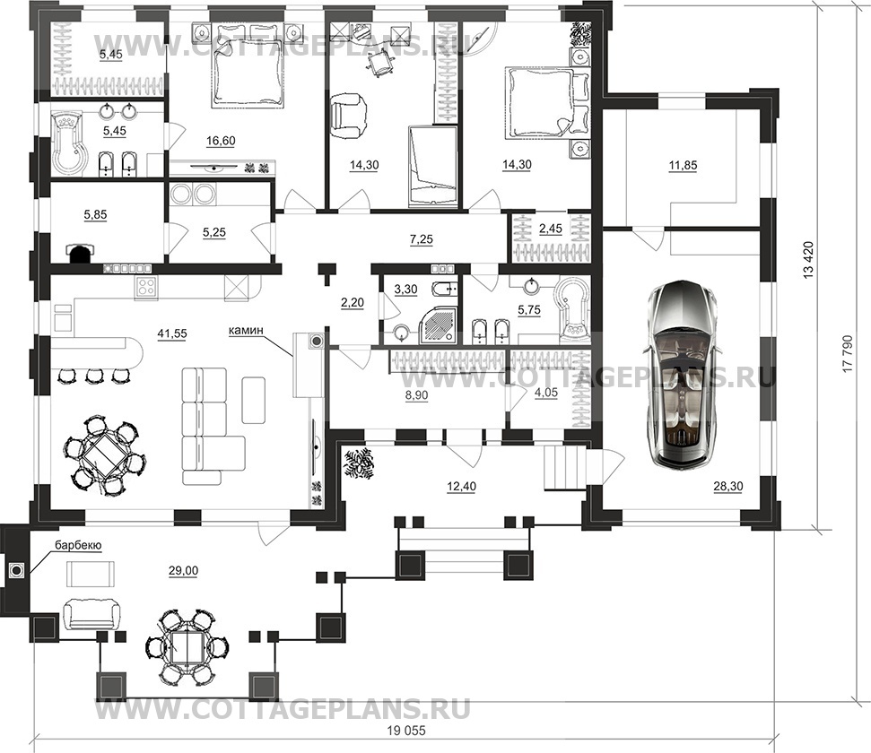 Поэтажные планы проект дома 07-87 общ. площадь 184,60 м2