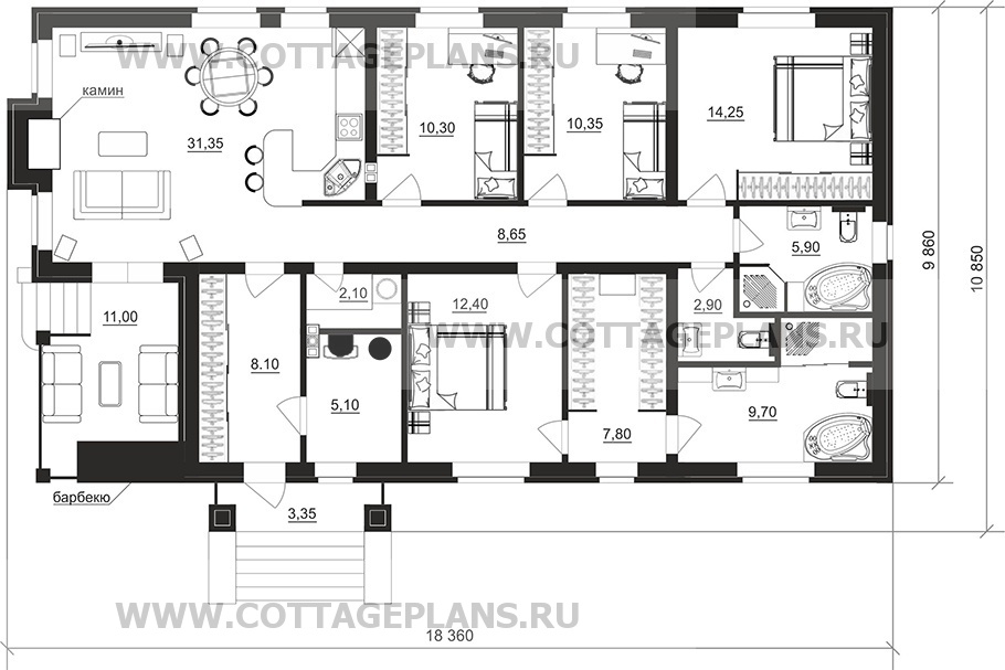 Поэтажные планы проект дома 700-93 общ. площадь 129,00 м2