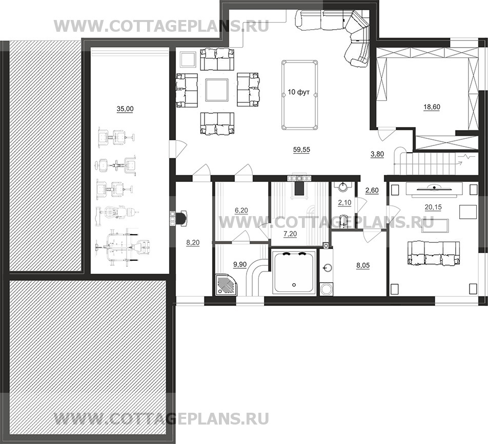 Поэтажные планы проект дома 201-53 общ. площадь 627,10 м2