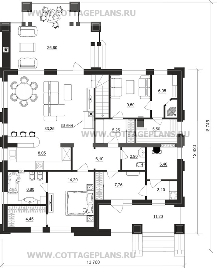 Поэтажные планы проект дома 206-28 общ. площадь 192,25 м2