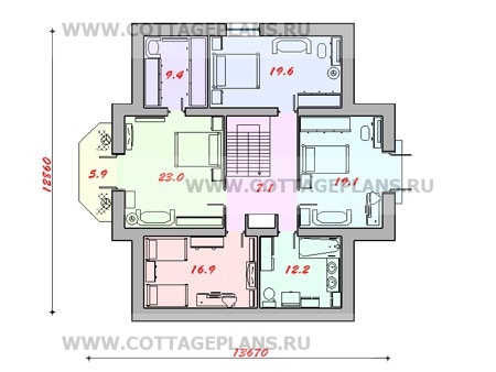 Поэтажные планы проект дома 59-99 общ. площадь 332,1 м2