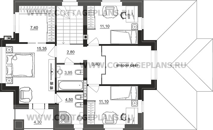 Поэтажные планы проект дома 201-50 общ. площадь 204,75 м2