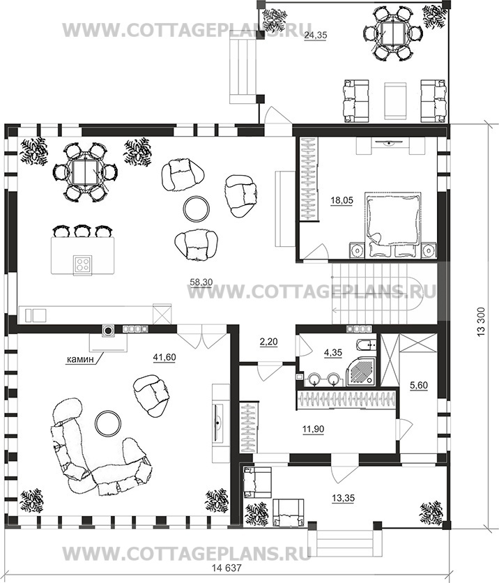 Поэтажные планы проект дома 20-98 общ. площадь 432,60 м2
