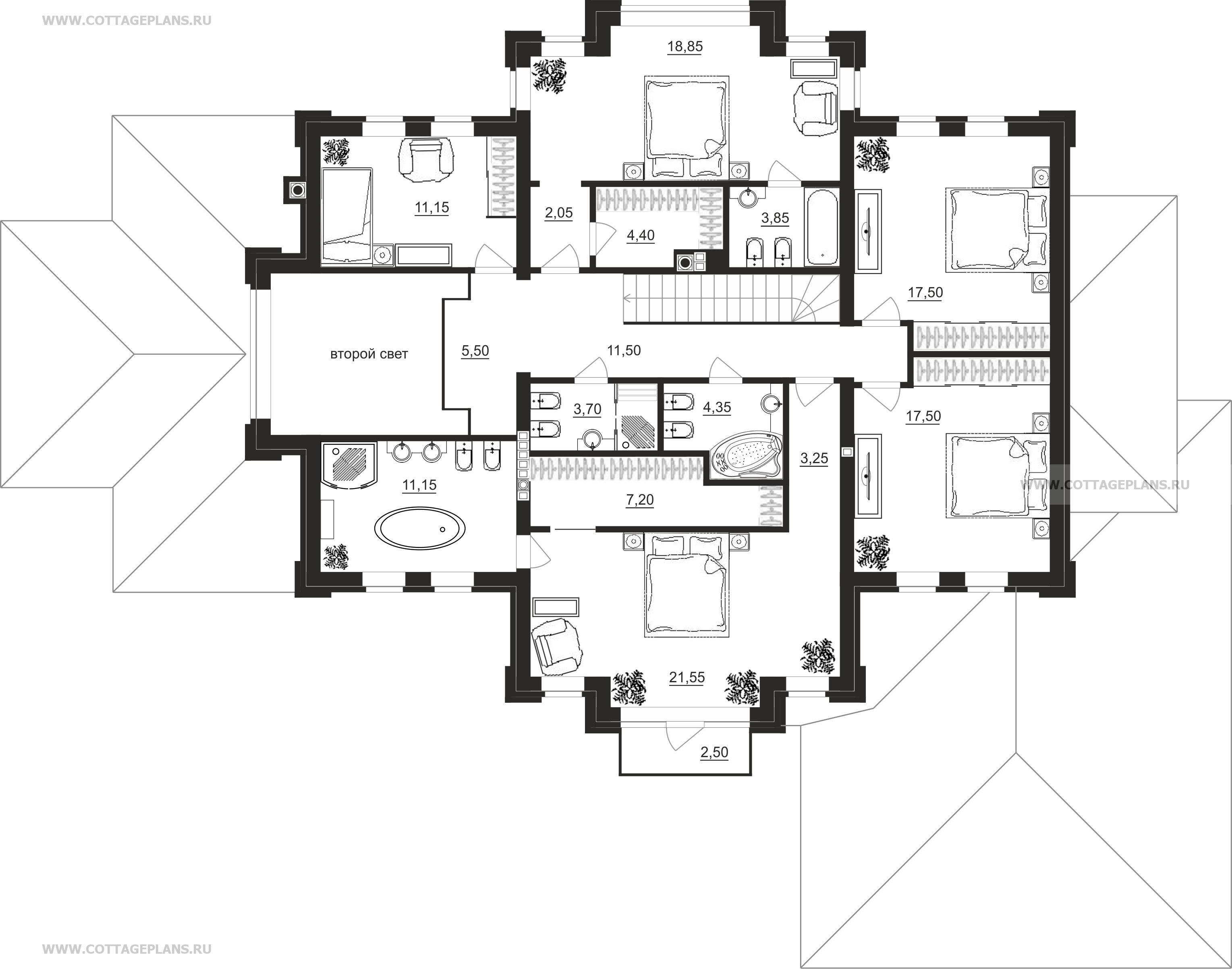 Поэтажные планы проект дома 200-35 общ. площадь 344,70 м2