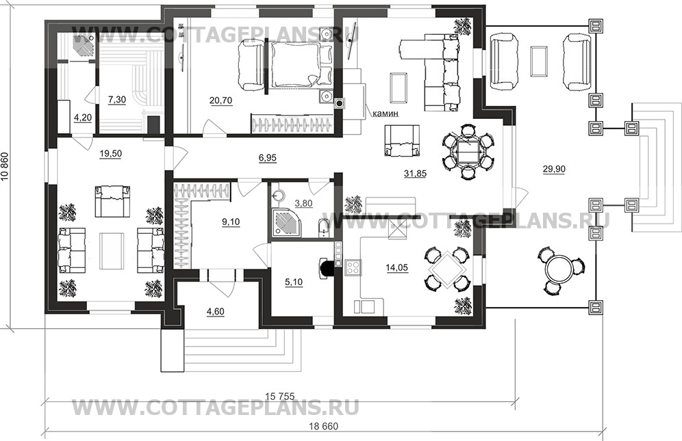 Поэтажные планы проект дома 90-30 общ. площадь 122,55 м2