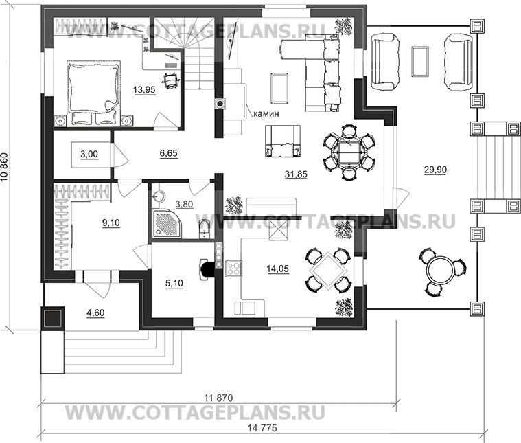 Поэтажные планы проект дома 77-16 общ. площадь 160,70 м2