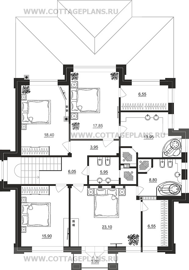 Поэтажные планы проект дома 200-77 общ. площадь 264,40 м2
