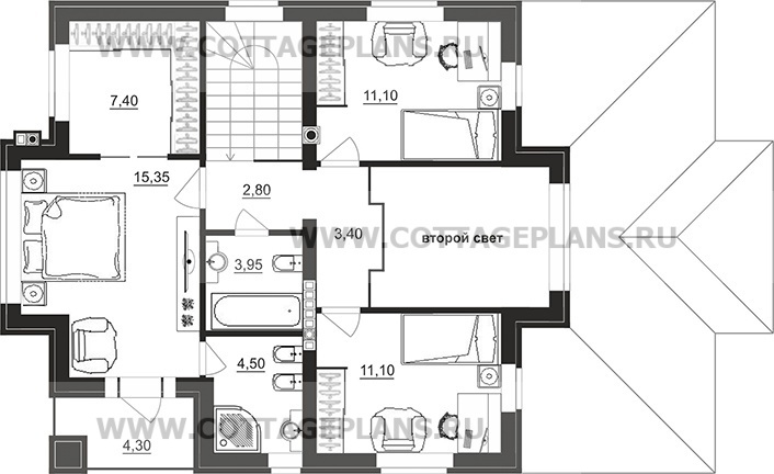 Поэтажные планы проект дома 201-44 общ. площадь 204,70 м2