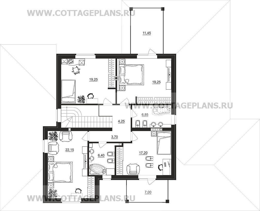 Поэтажные планы проект дома 15-58 общ. площадь 309,30 м2