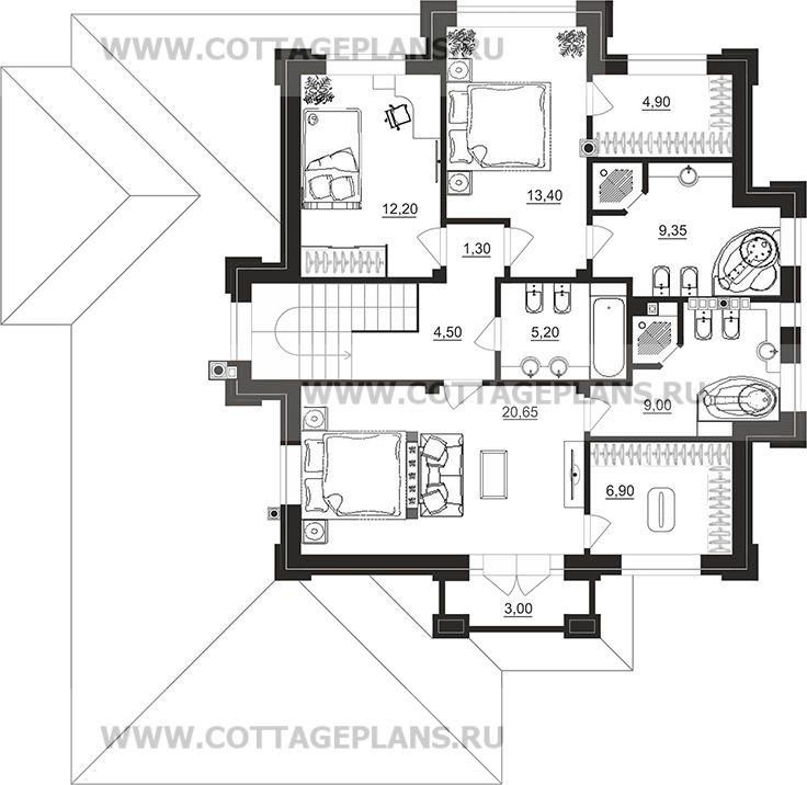 Поэтажные планы проект дома 102-00 общ. площадь 209,55 м2