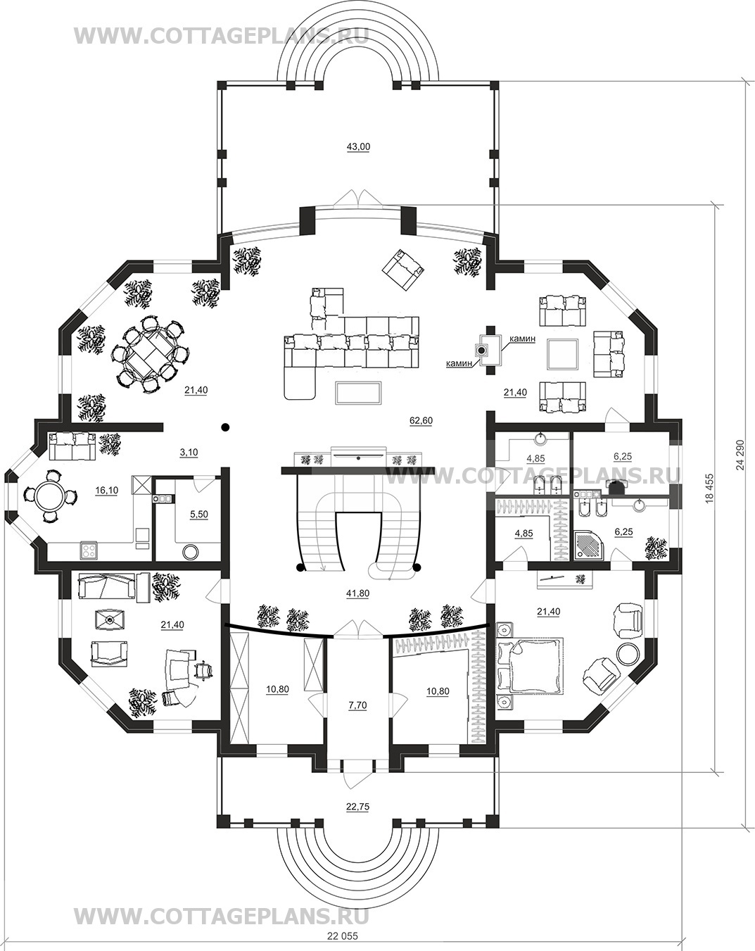 Поэтажные планы проект дома 74-84 общ. площадь 644,05 м2