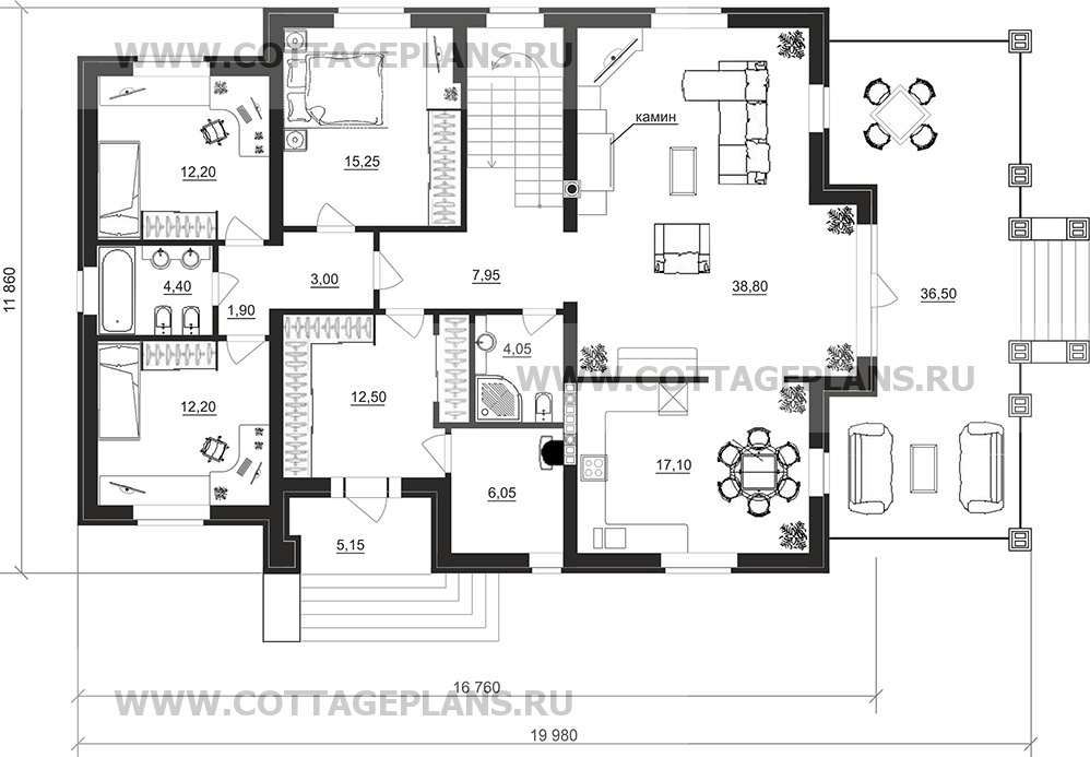 Поэтажные планы проект дома 78-26 общ. площадь 366,95м2