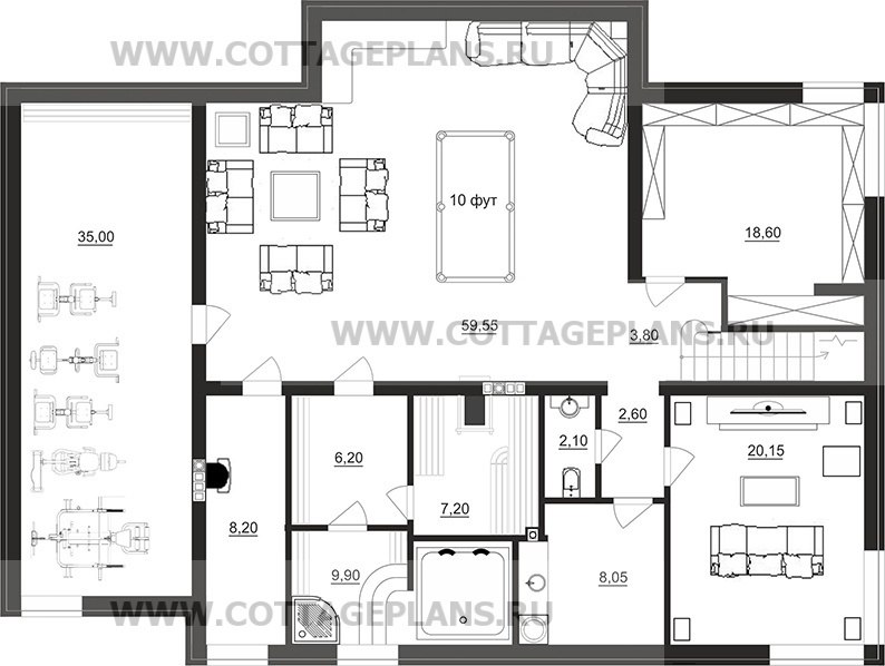 Поэтажные планы проект дома 98-33 общ. площадь 510,00 м2