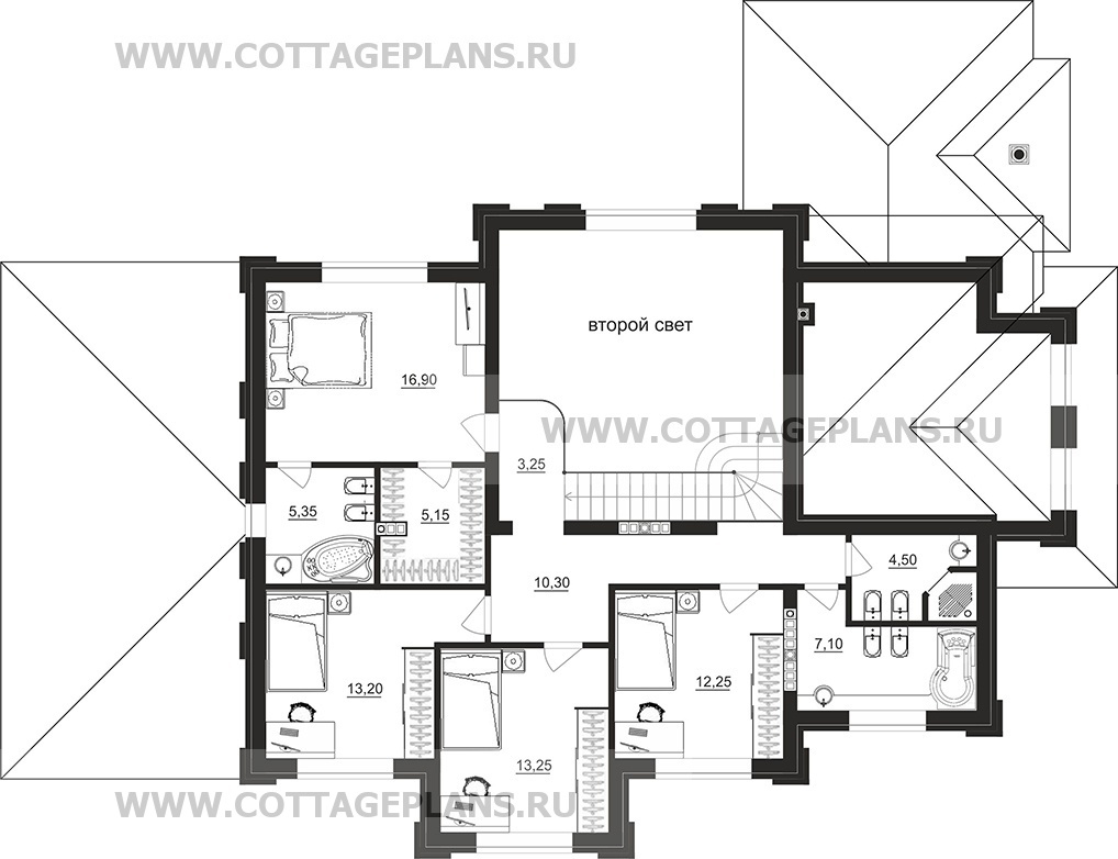Поэтажные планы проект дома 203-84 общ. площадь 402,15 м2