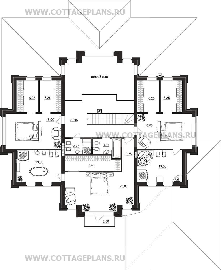 Поэтажные планы проект дома 100-25 общ. площадь 366,85 м2
