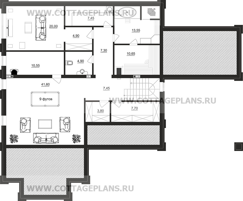 Поэтажные планы проект дома 28-60 общ. площадь 306,75 м2