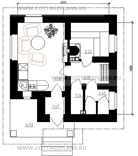 Поэтажные планы проект дома 15-08 общ. площадь 34,64 м2