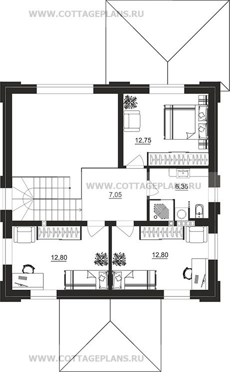 Поэтажные планы проект дома 106-44 общ. площадь 122,55 м2