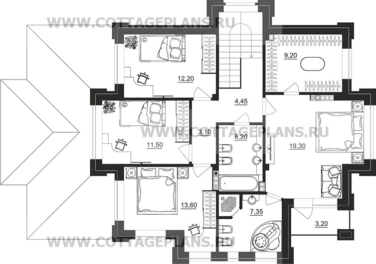 Поэтажные планы проект дома 200-78 общ. площадь 176,45 м2