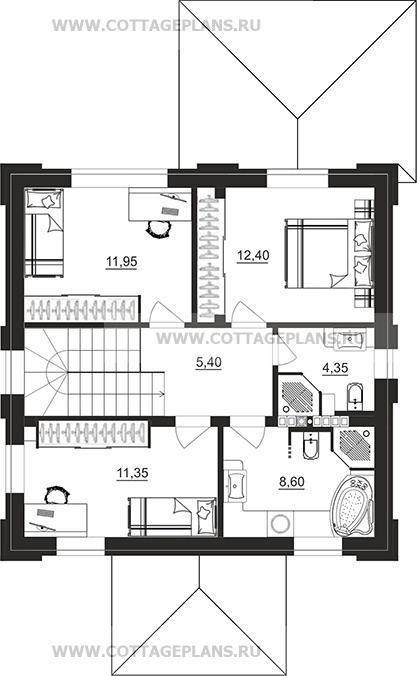 Поэтажные планы проект дома 206-57 общ. площадь 108,20м2