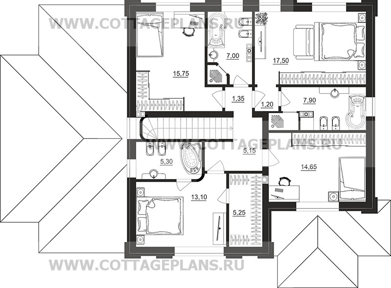 Поэтажные планы проект дома 204-35 общ. площадь 200,00 м2